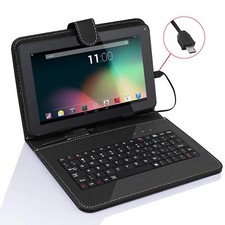 9.7 inch Tablet Case with Keyboard  Micro USB Connector- Black