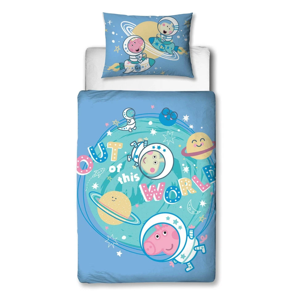 Juego de funda nórdica para cuna Peppa Pig Junior George Space niños pequeños niños niñas ropa de cama Foto 2 de 2