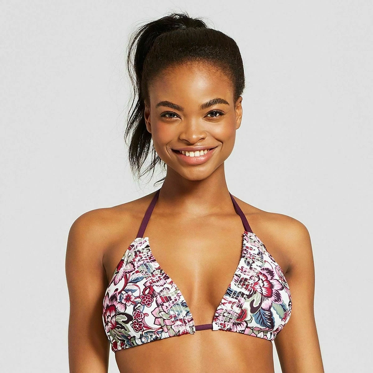 Smocked triangle bikini top 2025