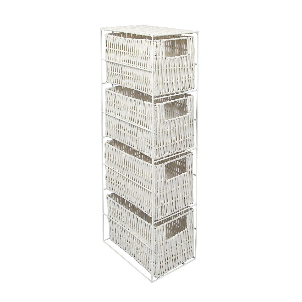 2/4 Drawer Seagrass/White Resin Storage Unit Tidy Office Home Organiser eBay