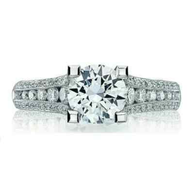 2.50Ct Round Cut White Moissanite Engagement Ring Solid 14K White Gold Size 6.5