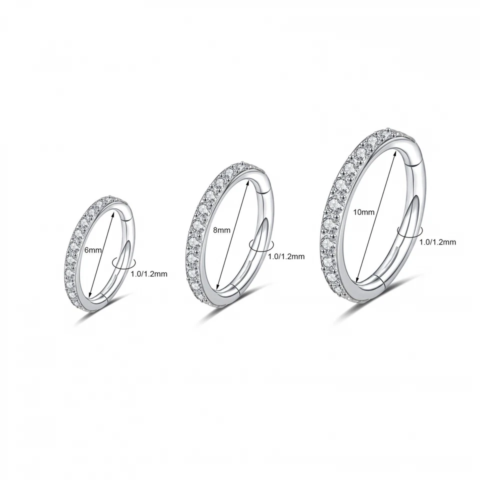 1 Pc Surgical Steel Nose Ring Hoop Septum Piercing CZ Cartilage Earrings Jewelry - Image 2 of 4