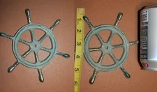 Ships Wheel Wall Decor Plaque Bronze Look Cast Iron, N-27