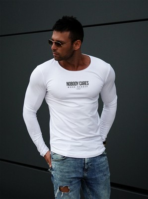 Long Sleeve Mens T-shirt NOBODY CARES 