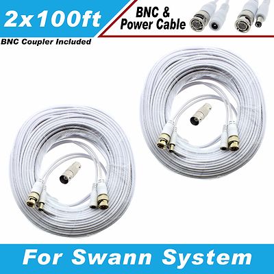 High Quality White 200FT BNC EXTENSION CABLES F/ 8 CH SWANN SYSTEMS DVR8-1000