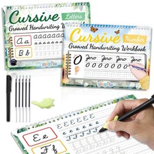 2 Pack Grooved Cursive Handwriting Workbook Magic Reusable Practice Trace