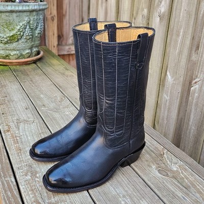 CUSTOM Anderson Bean Stovepipe Cowboy Boots Black Size 10 D Made In USA