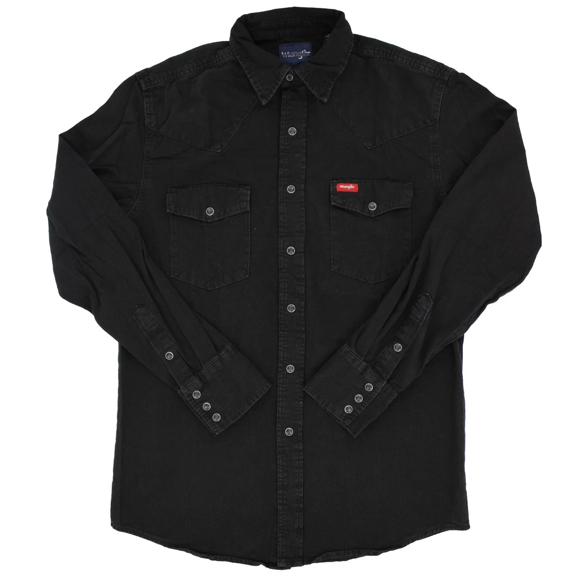 WRANGLER WESTERN SNAP SHIRT LONG SLEEVE SOLID BROADCLOTH IN BLACK STYL