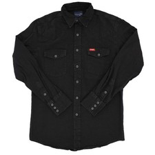 Wrangler Western Shirt, Long Sleeve Denim Button Up Shirt, Front Pockets, Black