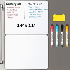 2 PCS Magnetic Dry Erase Whiteboard for Fridge, 14"x11" Reuasble Erasable Whit