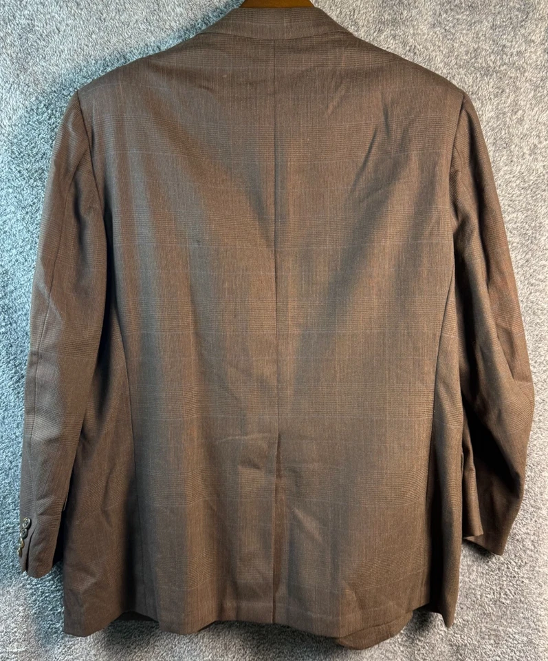 Casaco esportivo vintage Oxxford Clothes masculino EMPIRE sob medida 46R marrom xadrez blazer de lã - Imagem 2 de 4