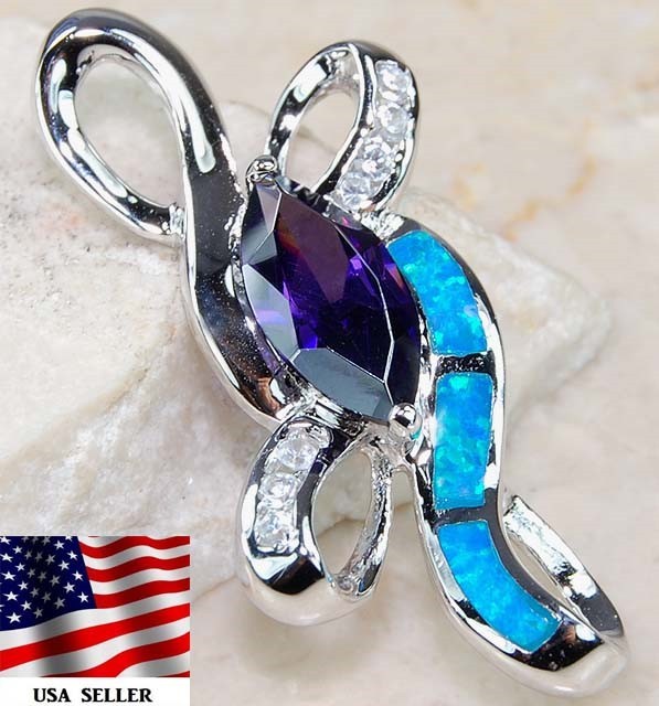 1CT Amethyst 925 Solid Sterling Silver Pendant Jewelry OE8