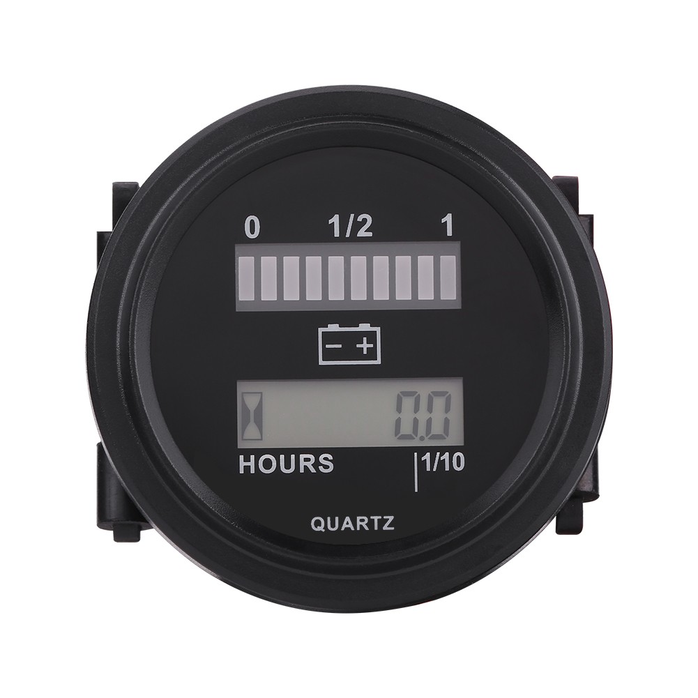 › 12V/24V/36V/48V/72V LED Digital Battery Indicator Gauge With Hour Meter For