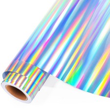 Holographic Vinyl 12" x 15ft Rainbow Silver Chrome Vinyl for Home and Car Dec...