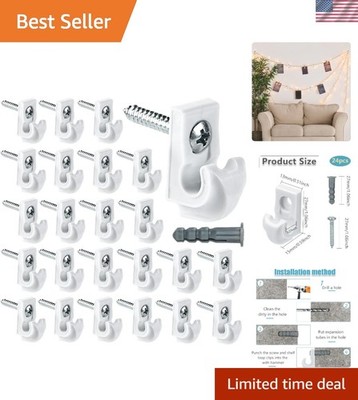 Elegant 24 Pack White Wire Shelf Clips with Screws and Storage Box Included