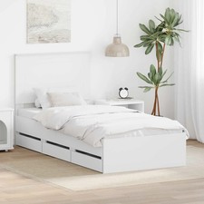 WALPLUS Bed Frame White 90x200cm Single Storage Drawer Bed Base Frame
