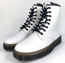 DR MARTENS UNISEX ZAVALA COMBAT BOOTS SMOOTH LEATHER WHITE SZ MENS 11/WOMEN 12