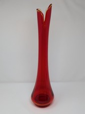 Vintage 1960s MCM LE Smith Amberina Swung Vase over 20" tall 