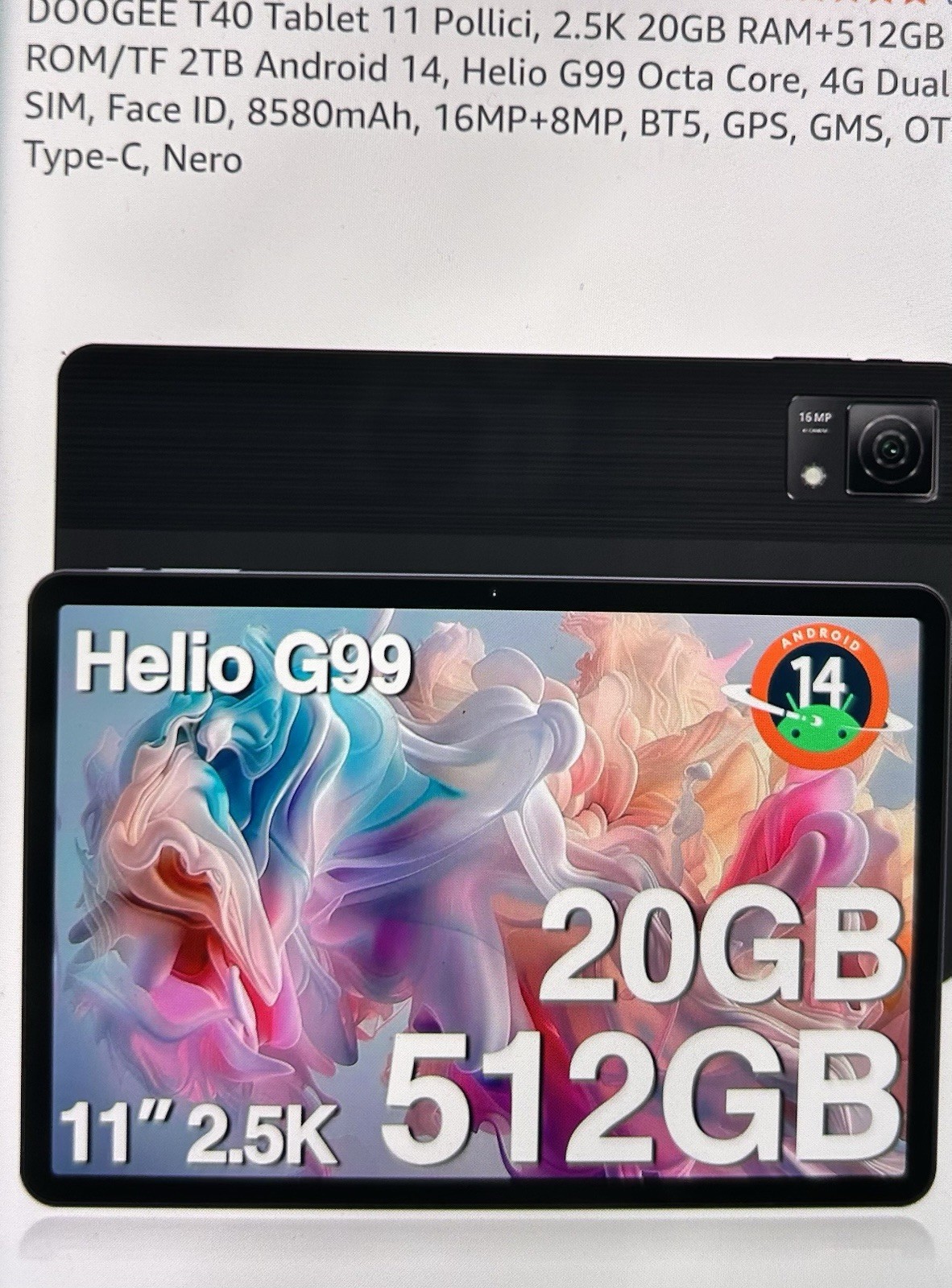 Tablet DOOGEE T40 per Tutta la Famiglia: 11" 2.5K 512GB con Cover