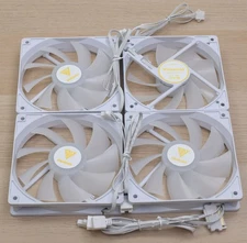 LOT OF 4x GAMDIAS DC1202512 Hydraulic RGB 120mm Case Fans Molex connector  WHITE