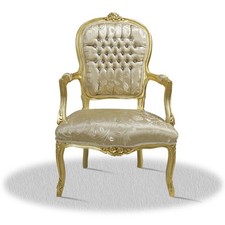 Barock Stuhl Gold Stoff luxus edel elegant klassisch majestätisch antik repro
