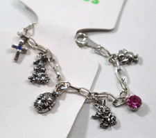 7JD girl Charm Bracelet bunny egg cross bling Chain Easter Claire's club jewelry