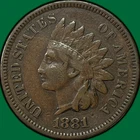 1881 Indian Head Cent Fine F Coin #38584