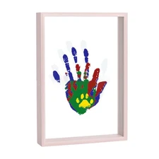 DIY Handprint Photo Frame Kit for Family Projects with Clear and Wood Design