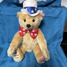 2003 Steiff 667183 FIRST AMERICAN TEDDY Jointed Growler 16" July 4. Top Hat