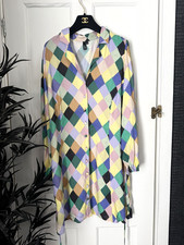 Nobody’s Child UK Size 18 Multicoloured Harlequin Diamond Argyle Shirt Dress