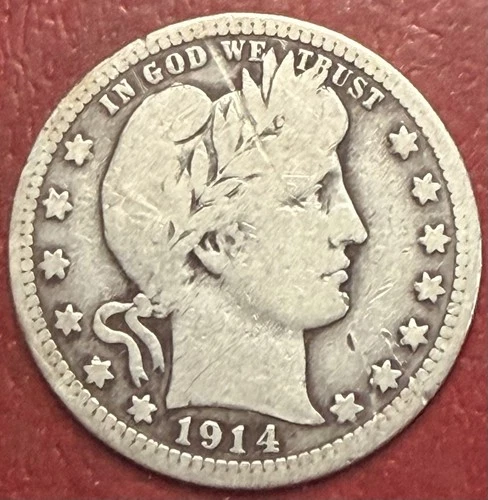 1914 Barber Quarter. Free Shipping