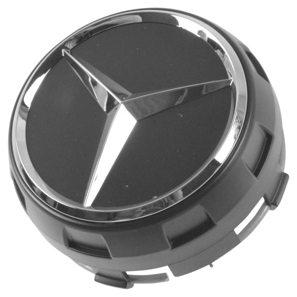 OEM 00040009009283 Raised Chrome & Black Wheel Center Cap for Mercedes Benz - Image 2 of 4