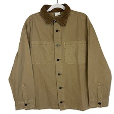 ZARA Boys Tan Canvas Chore Jacket Shacket Corduroy Collar Size 10 140 cm