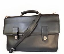 SACOCHE International Brooklyn New York Made in USA Black Leather Briefcase