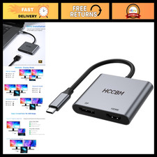8K USB C to DisplayPort  HDMI Adapter, Dual Monitor Hub for Laptops, 4K 60Hz