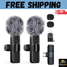 Wireless Microphone Mini Mic for iPhone/Android Phone, LED Display Lavalier Micr