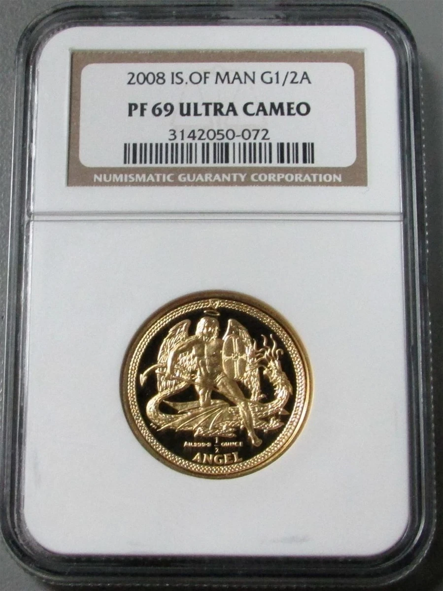 2008 GOLD ISLE OF MAN 500 MINTED 1/2 ANGEL NGC PROOF 69 ULTRA