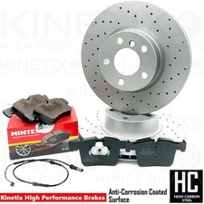 FOR BMW X3 X4 30d 35d M SPORT DRILLED FRONT BRAKE DISCS MINTEX PADS & SENSOR