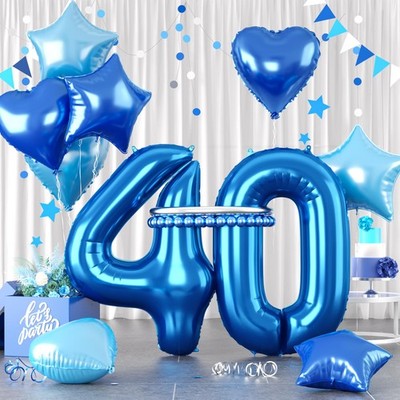 2PACK Blue Number 40 Balloons, Dark Blue Number 40 Balloons, 40 Number Balloons