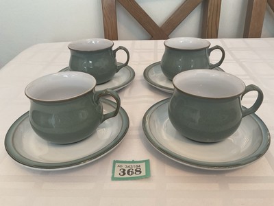 DENBY REGENCY GRÜNTEETASSEN UND UNTERTASSEN X 4. Tee/Kaffee (368/29)
