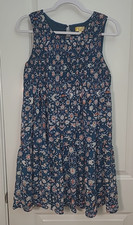 Pricess Vera Wang Dress Junior's Sz XL Blue Floral Smocked Tiered Boho see pics