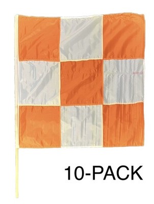 10-Pack 36-Inch Orange & White Checkered Airport Safety Flag with 48-Inch Handle