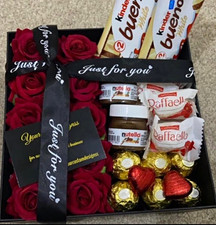 Ferrero Rocher & Kinder Bueno Gift Box Hamper Red Roses Christmas Just For You