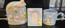 Vintage Nursery Decor Set 3 Pieces Picture Frame Mug Bank
