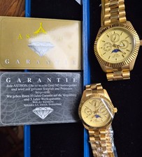 2 x Astron, Schweiz, Armbanduhr 585 hartvergoldet Damen und Herren