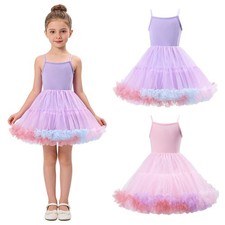 Kids Girls Party Dress Tiered Tulle Skirt Tulle Dress Knee Length Tutu Dress
