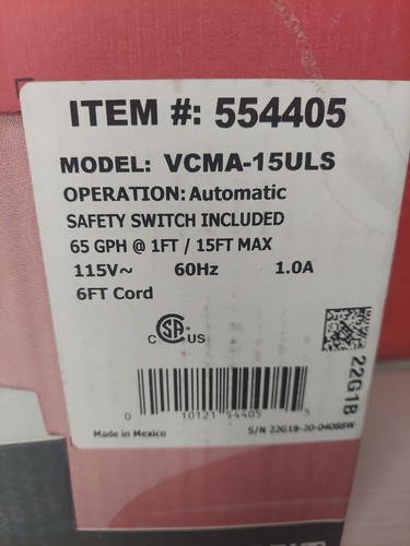 Little Giant 554405 65 GPH Condensate Pump with Safety Switch, White, VCMA-15ULS - Picture 2 of 6