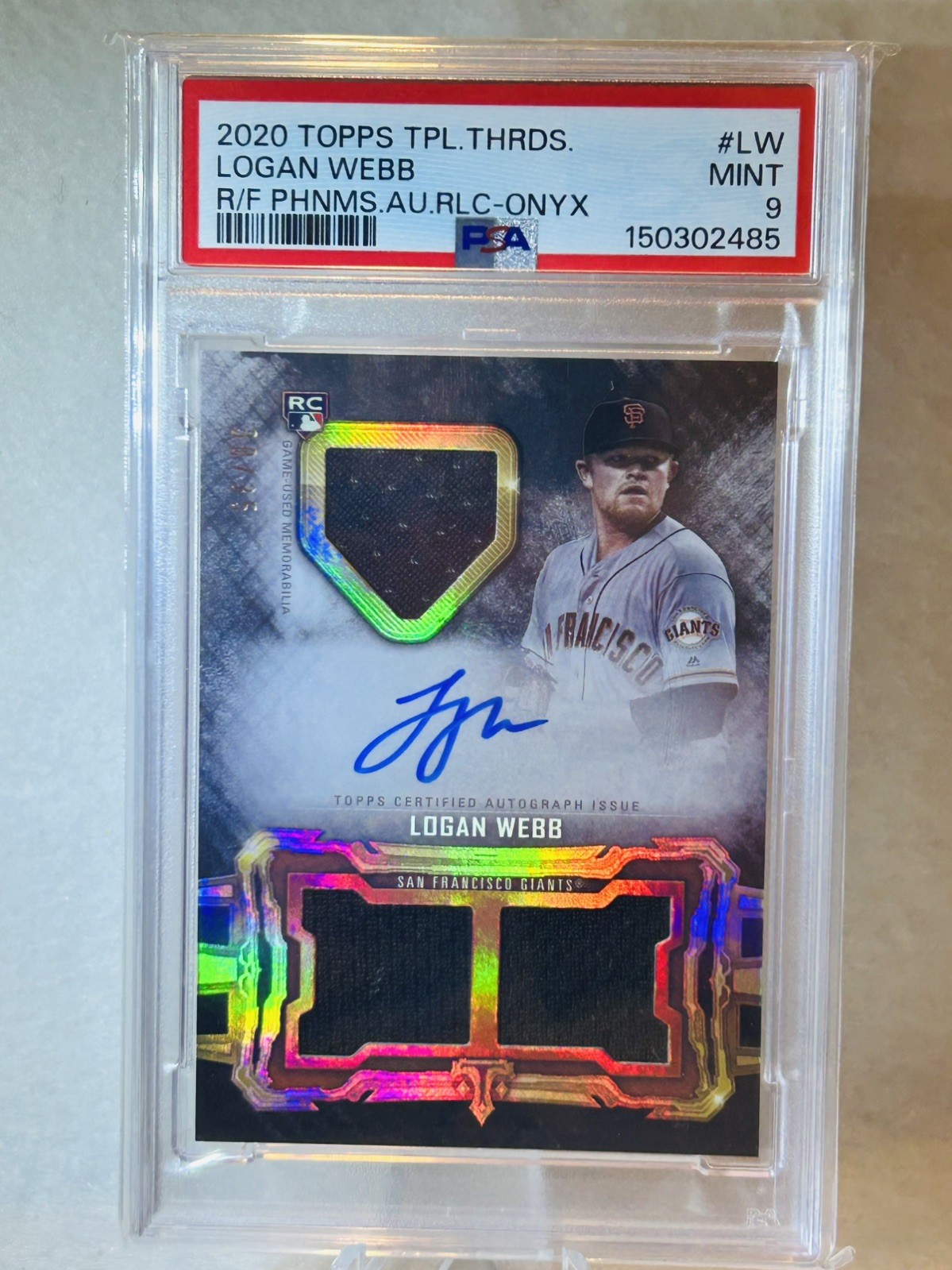 2020 Topps Triple Threads Onyx 30/35 Logan Webb #RFPAR-LW PSA 9 MINT Auto RC