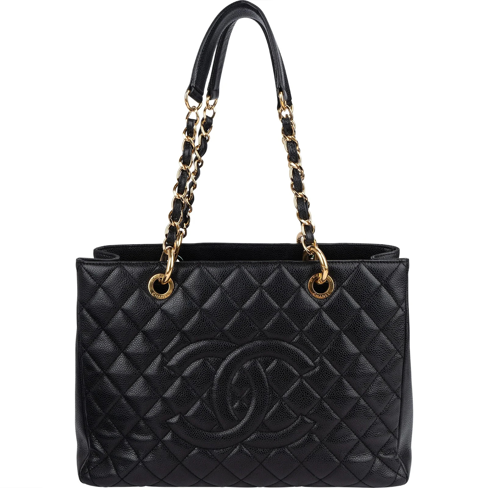 Chanel Quilted Caviar Leather Grand Shopping Tote Shoulder Bag Coco CC Bag