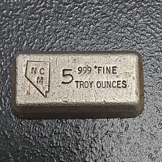 Rare Vintage Nevada Coin Mart 5oz .999 Fine Silver Bar Ebay Live  7/26 #020